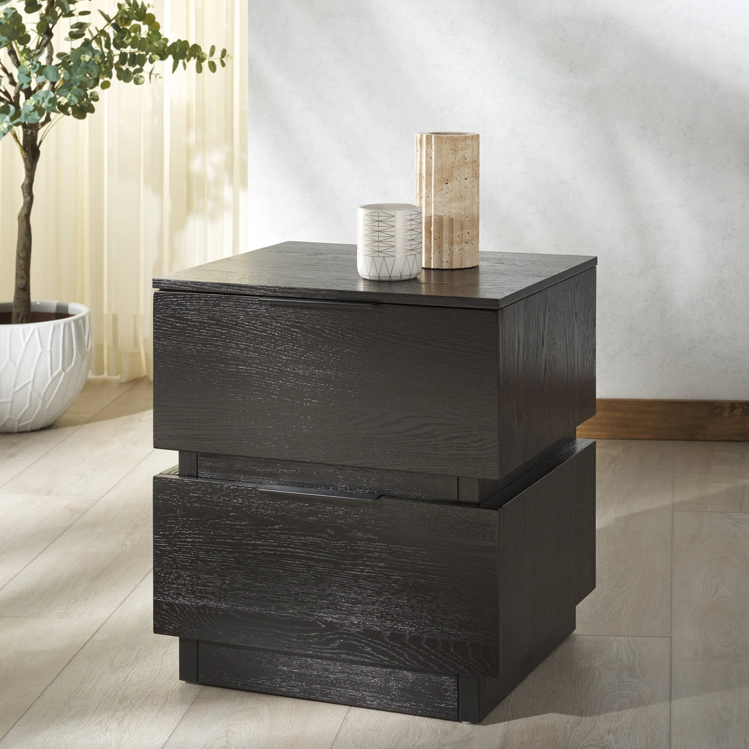 Titus 2 Drawer Stacked Nightstand - AmericanHomeFurniture