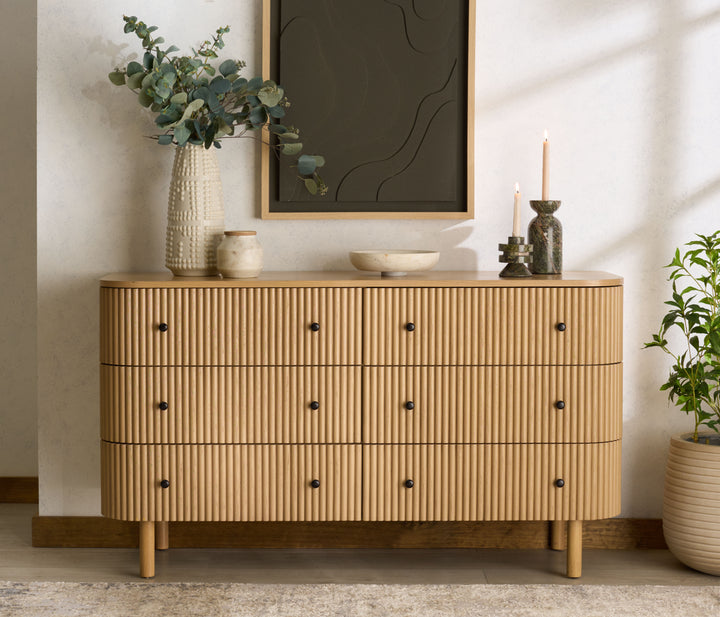 56"W x 18"D x 31.5"H / Oak/Black