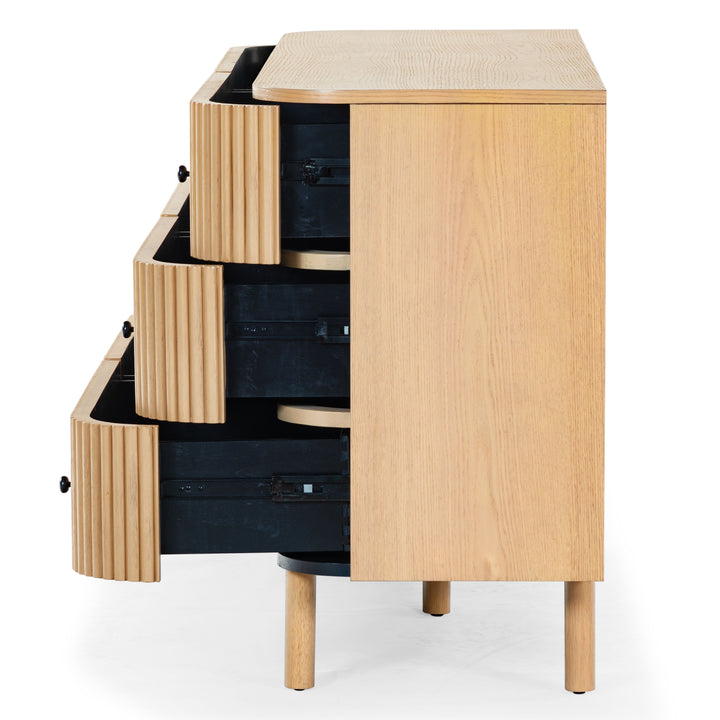 56"W x 18"D x 31.5"H / Oak/Black