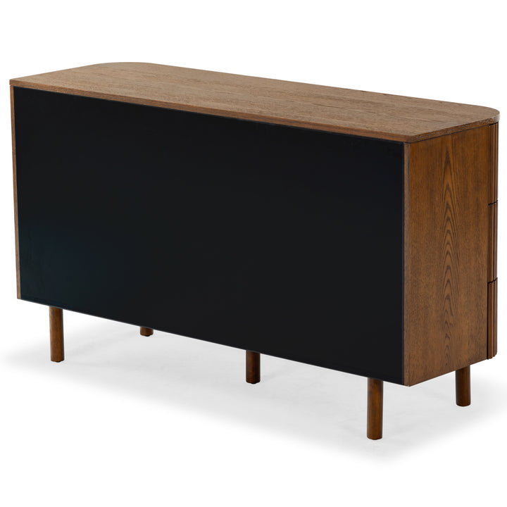 56"W x 18"D x 31.5"H / Medium Oak/Black