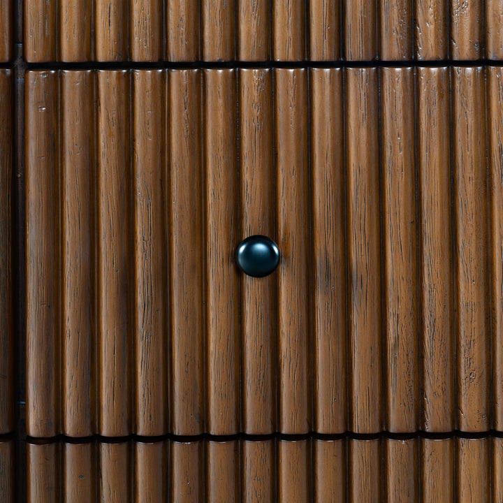 56"W x 18"D x 31.5"H / Medium Oak/Black