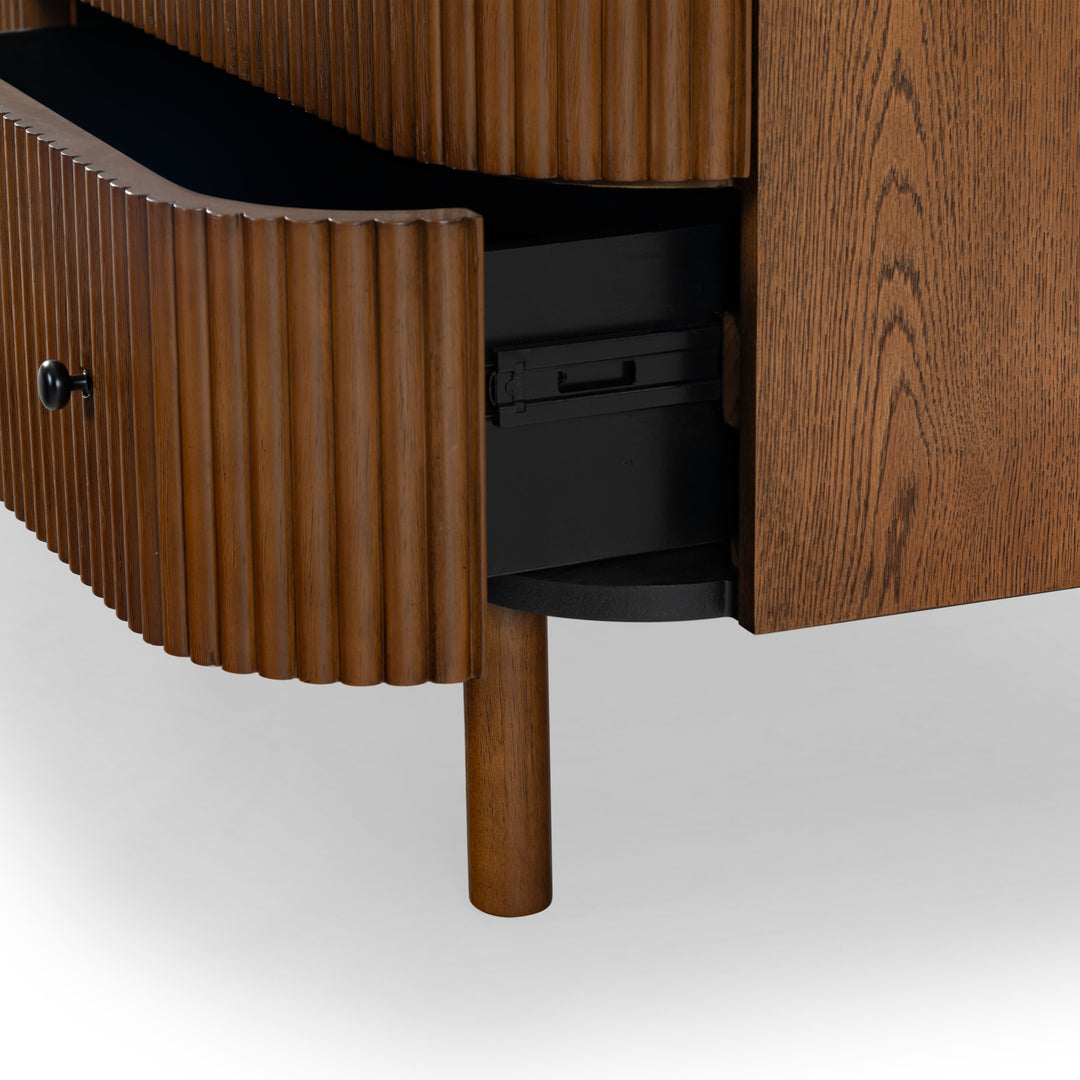 56"W x 18"D x 31.5"H / Medium Oak/Black