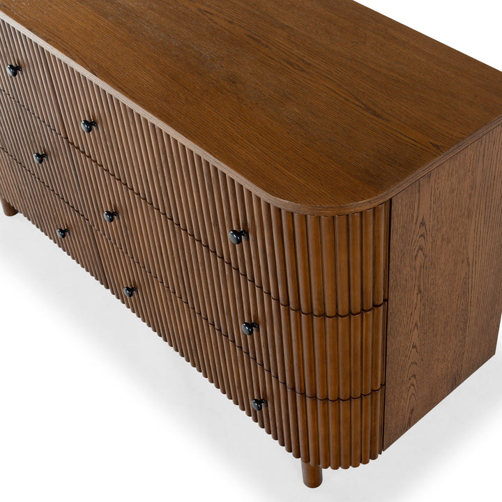 56"W x 18"D x 31.5"H / Medium Oak/Black