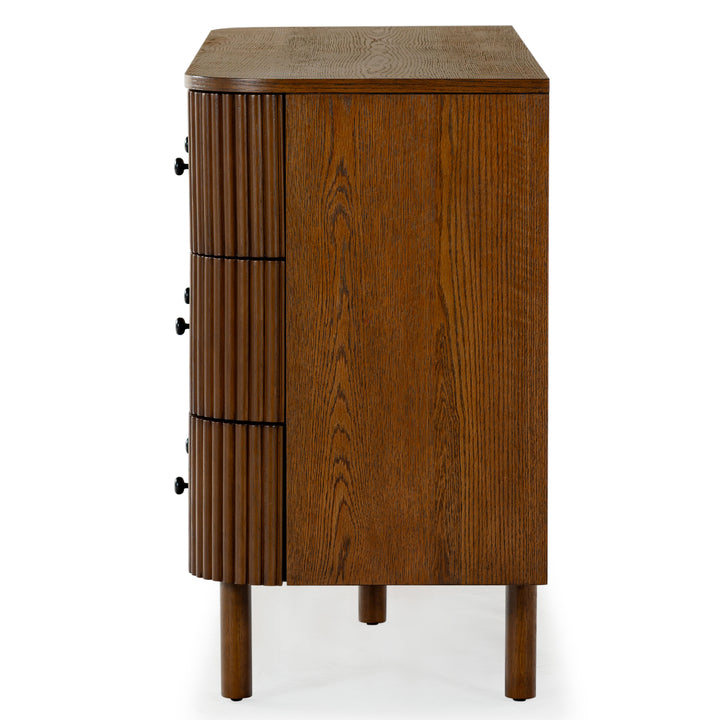 56"W x 18"D x 31.5"H / Medium Oak/Black