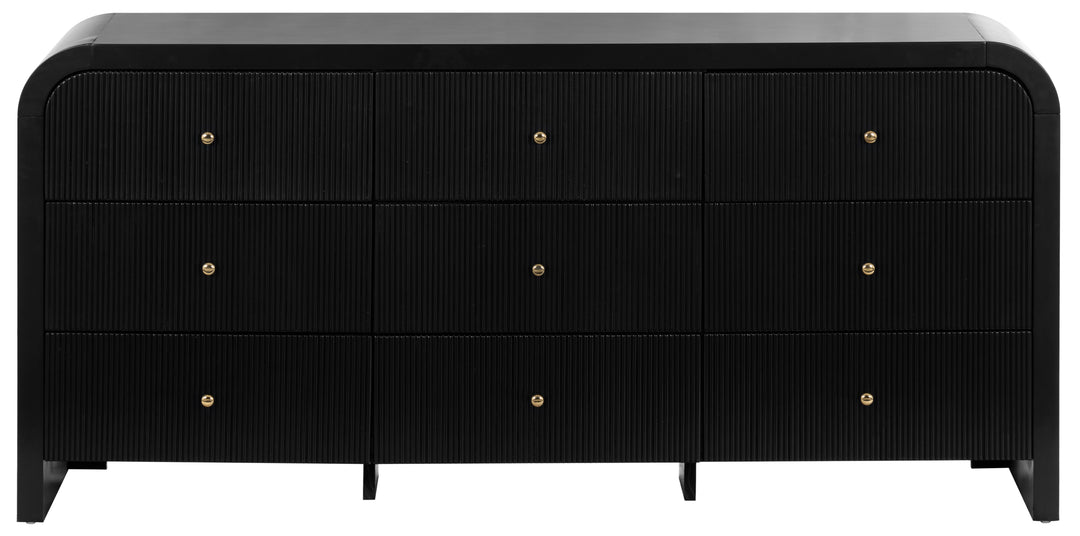 72"W x 18"D x 34"H / Black/Gold