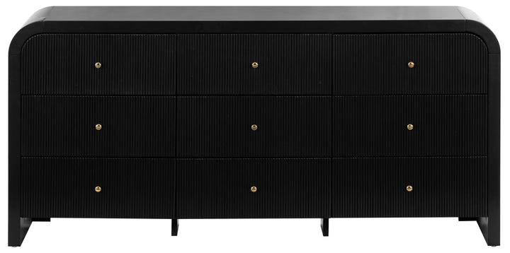 72"W x 18"D x 34"H / Black/Gold