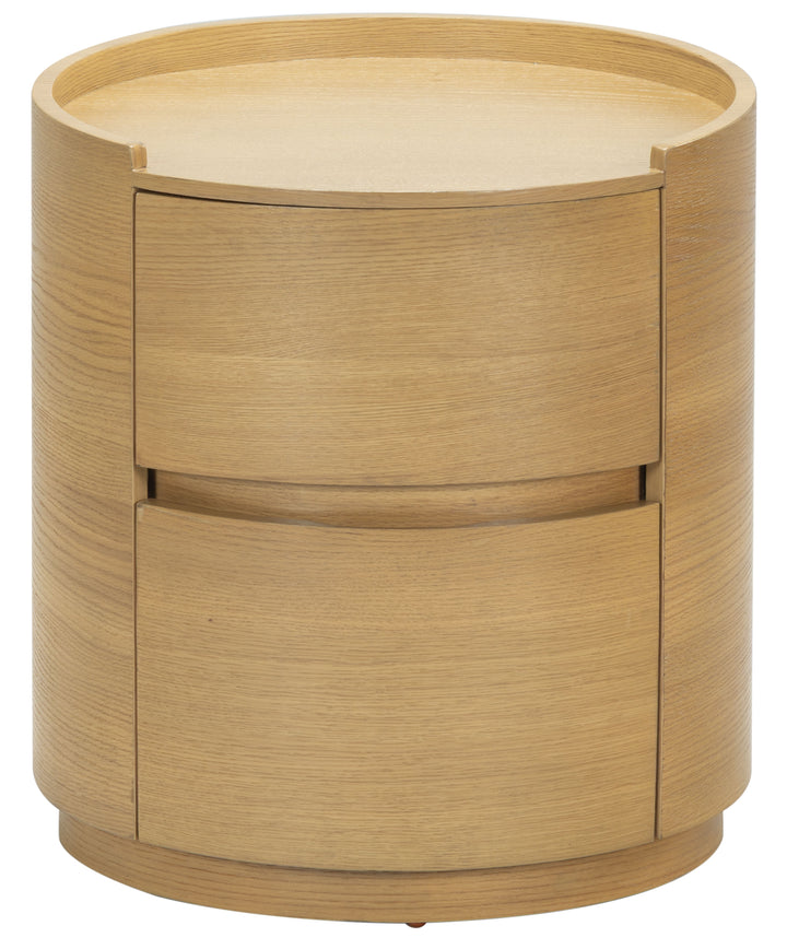 Melissa Round 2 Drawer Wood Nightstand