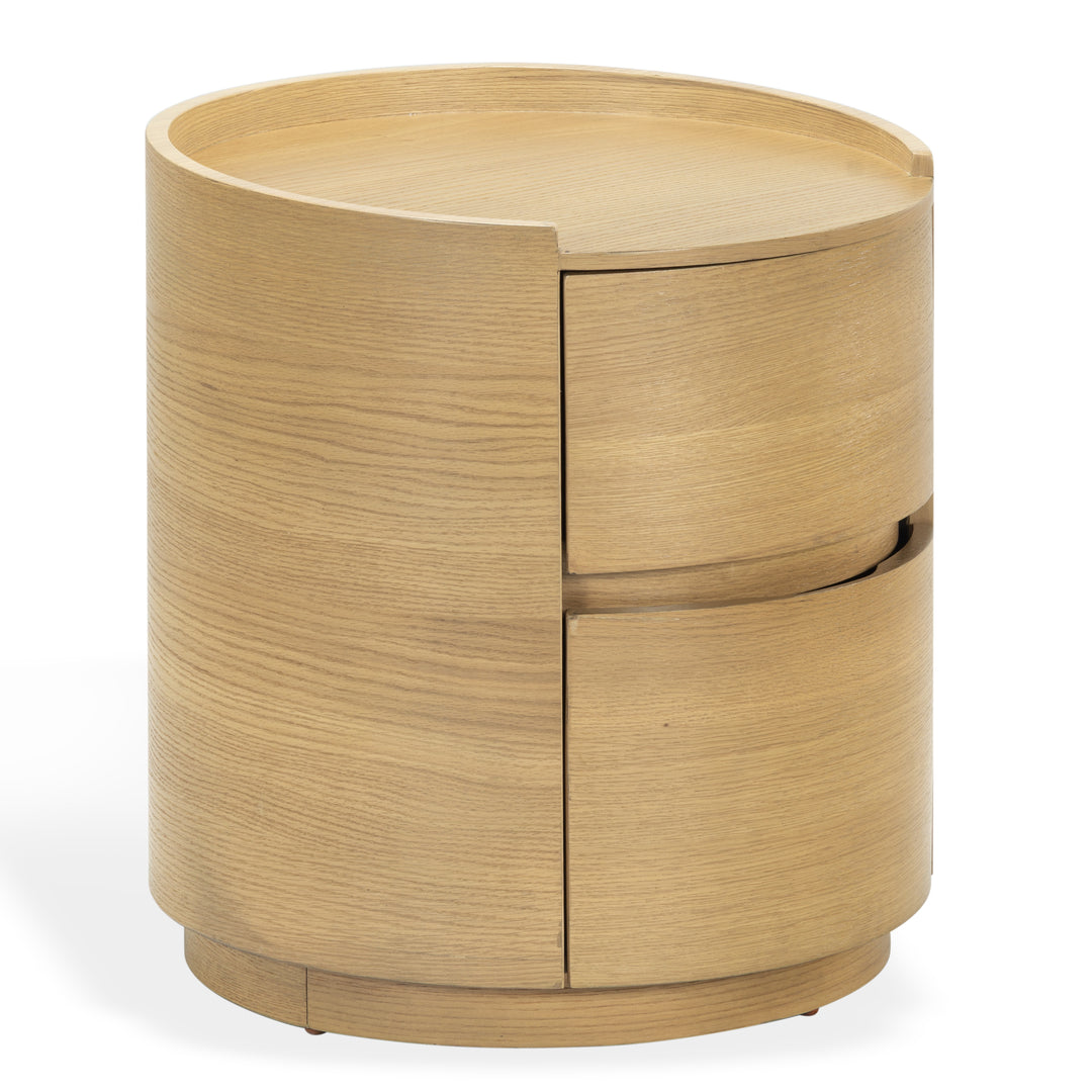 Melissa Round 2 Drawer Wood Nightstand