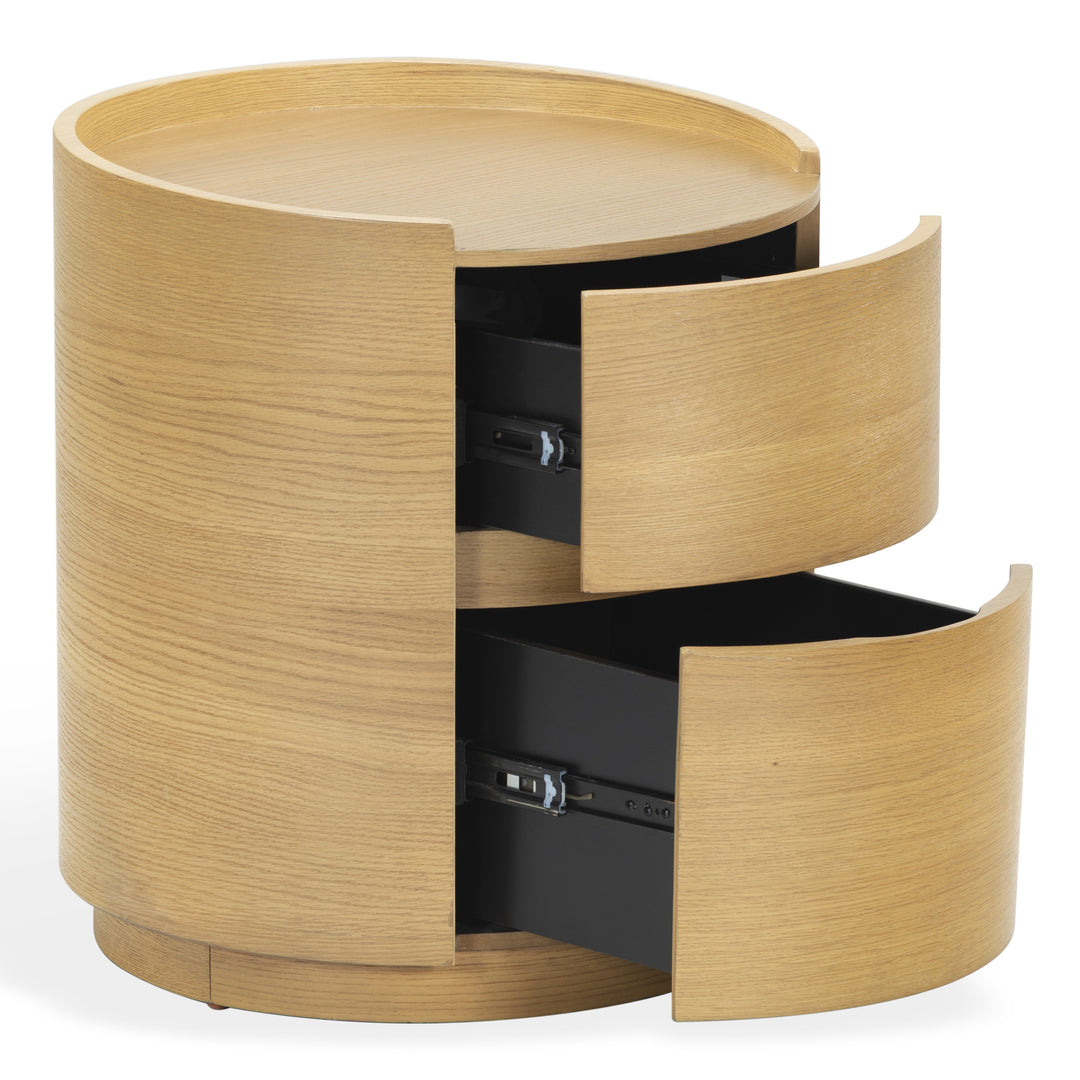 Melissa Round 2 Drawer Wood Nightstand