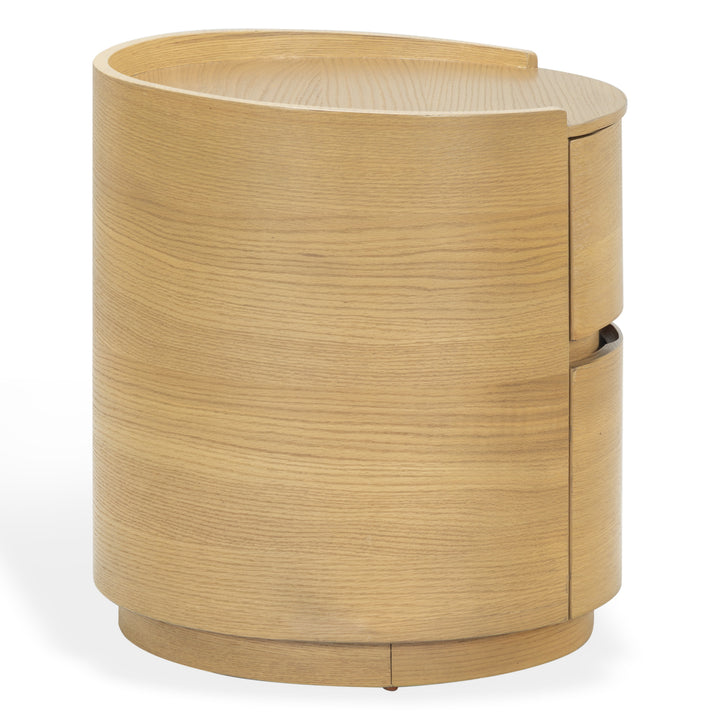 Melissa Round 2 Drawer Wood Nightstand