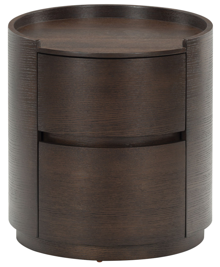 Melissa Round 2 Drawer Wood Nightstand