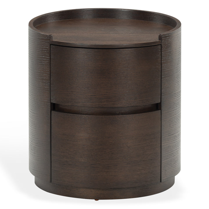 Melissa Round 2 Drawer Wood Nightstand