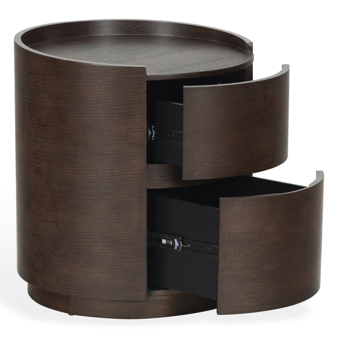 Melissa Round 2 Drawer Wood Nightstand