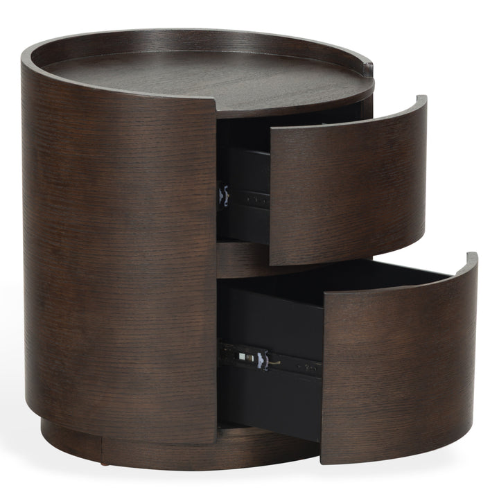 Melissa Round 2 Drawer Wood Nightstand