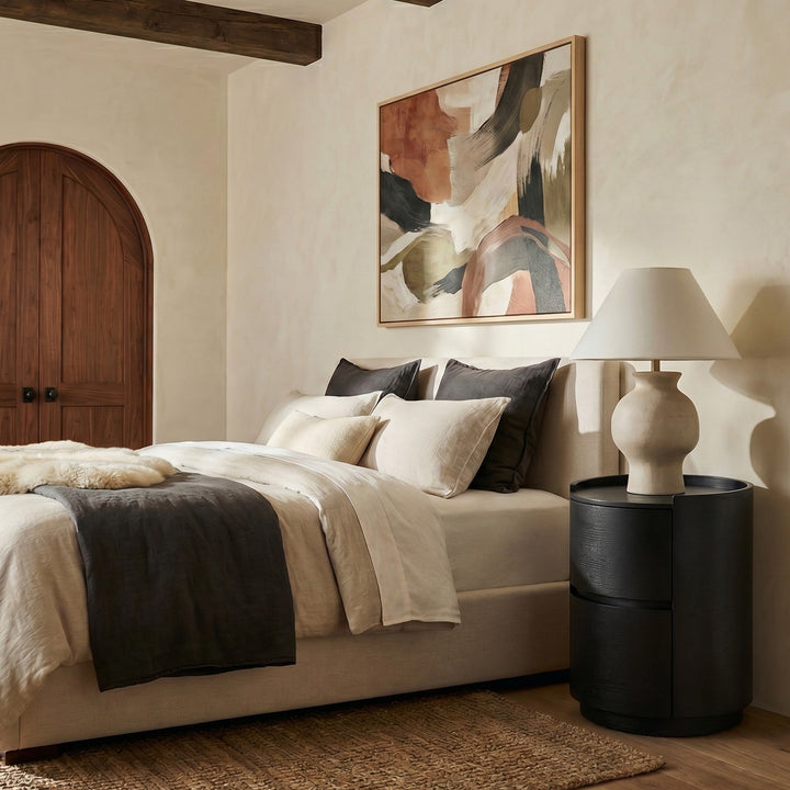 Melissa Round 2 Drawer Wood Nightstand