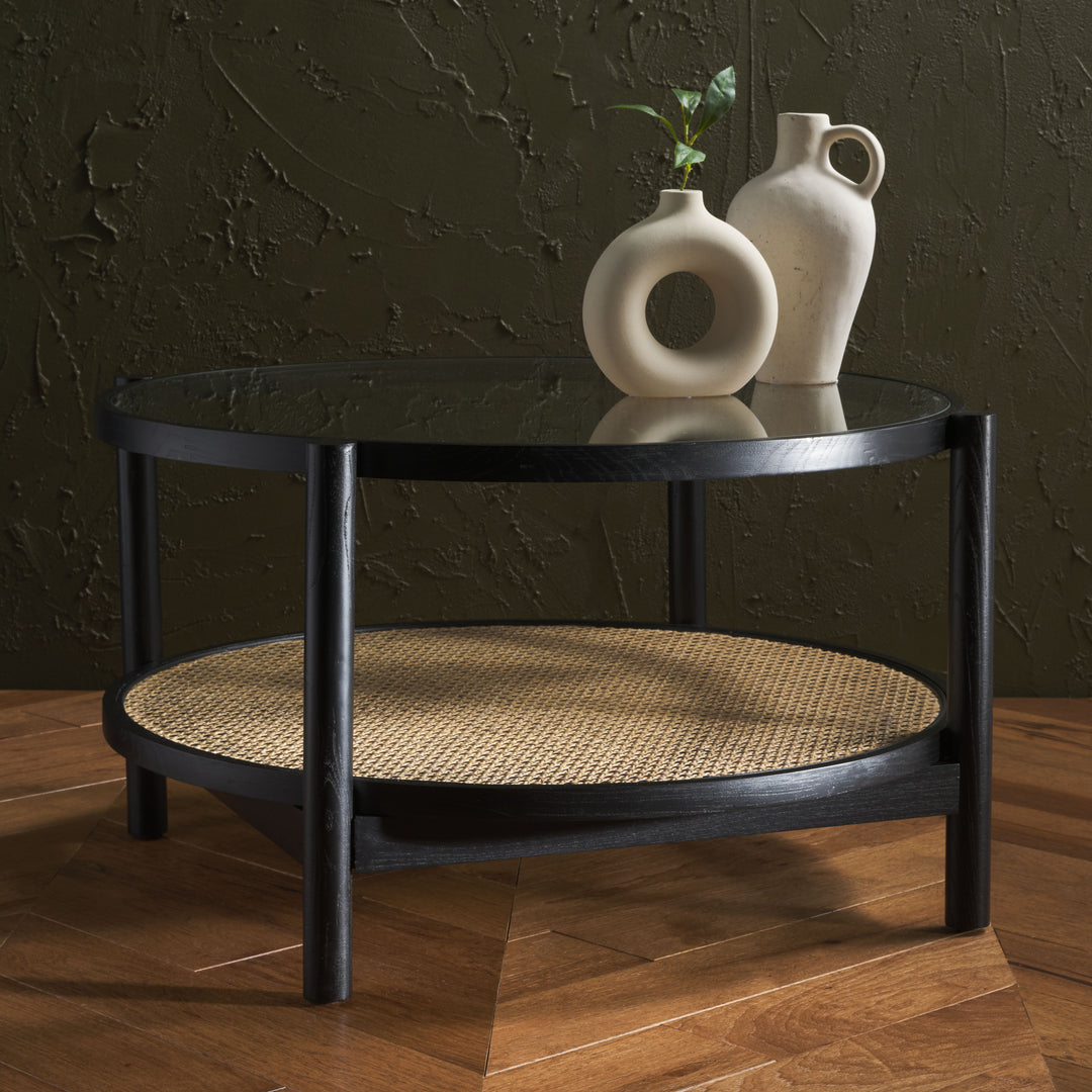 American Home Furniture Safavieh Couture Karyna Rattan And Glass Coffee Table