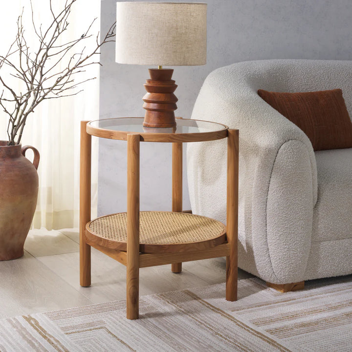 Karyna Rattan And Glass Accent Table