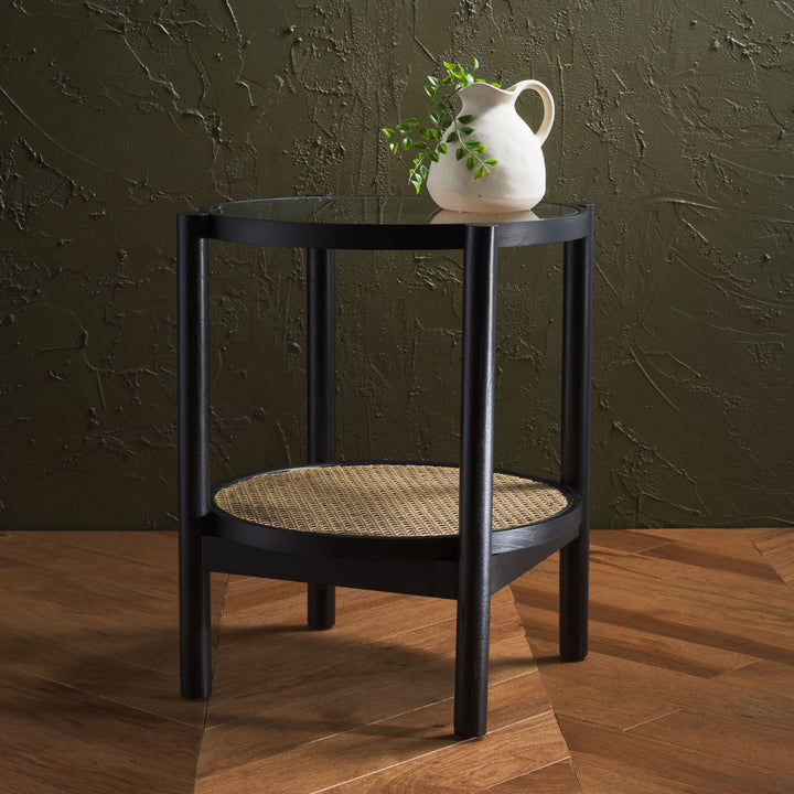 American Home Furniture Safavieh Couture Karyna Rattan And Glass Accent Table