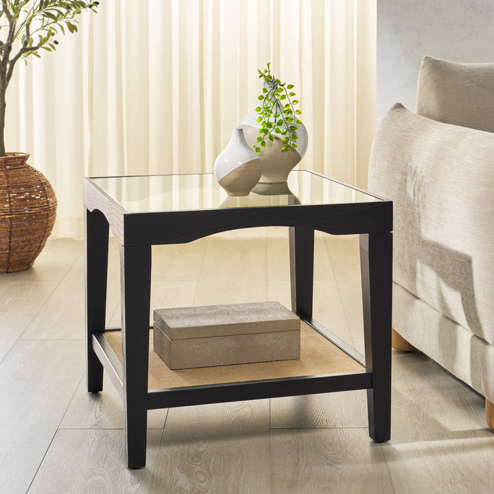 American Home Furniture | Safavieh Couture - Nicolella Square Glass And Linen Accent Table