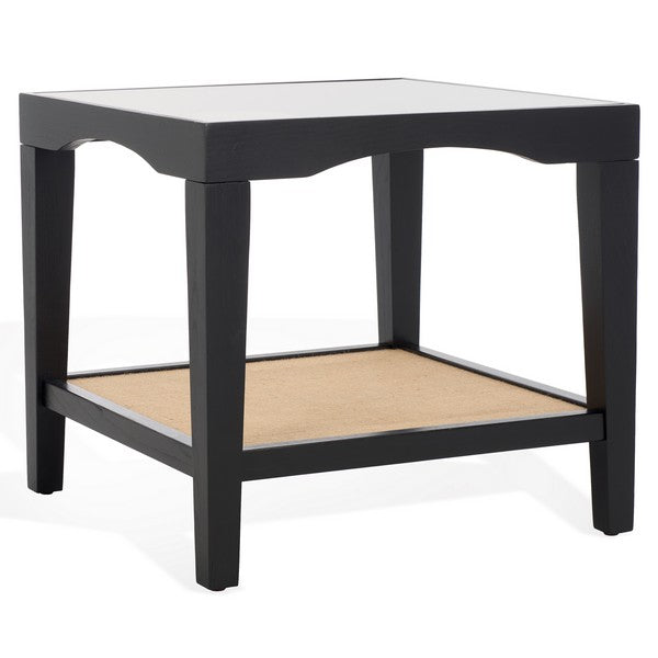 American Home Furniture | Safavieh Couture - Nicolella Square Glass And Linen Accent Table