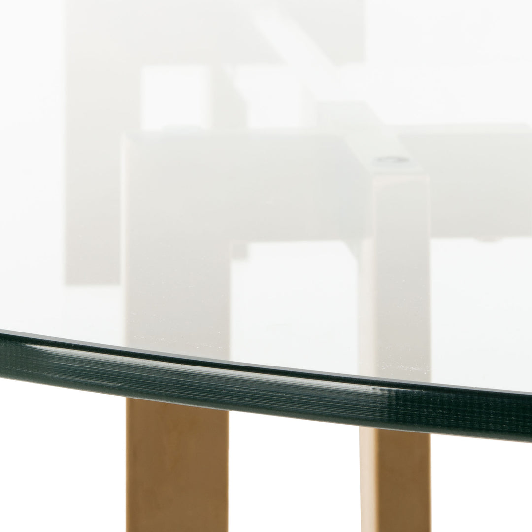 42"W x 42"D x 30"H / Clear/Brass