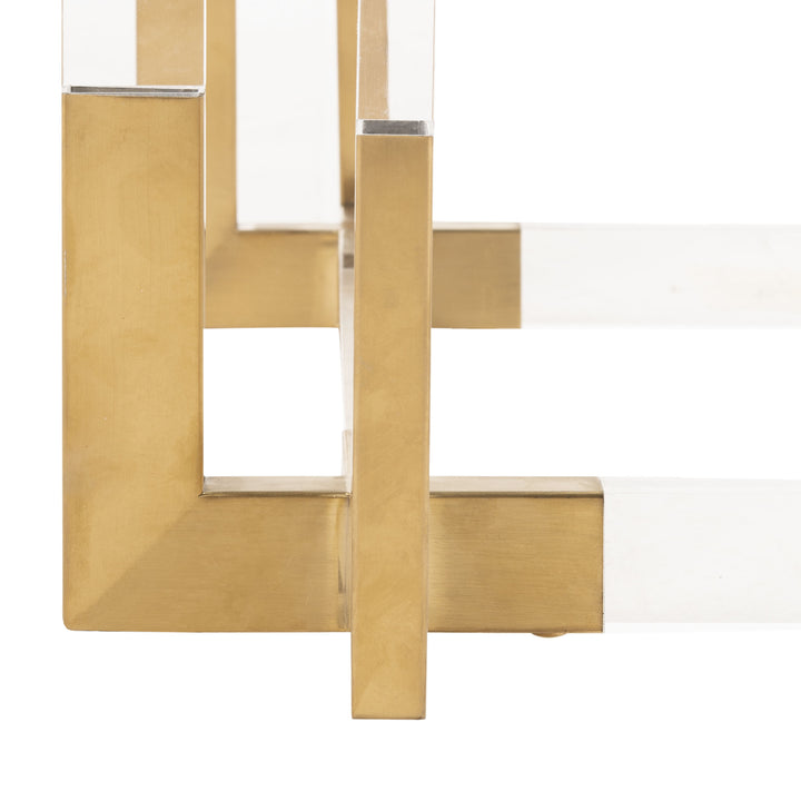 42"W x 42"D x 30"H / Clear/Brass