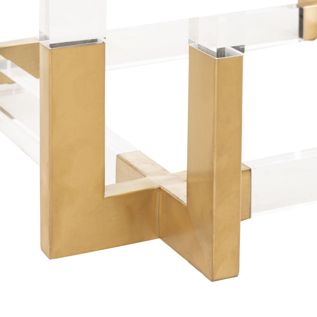 42"W x 42"D x 30"H / Clear/Brass