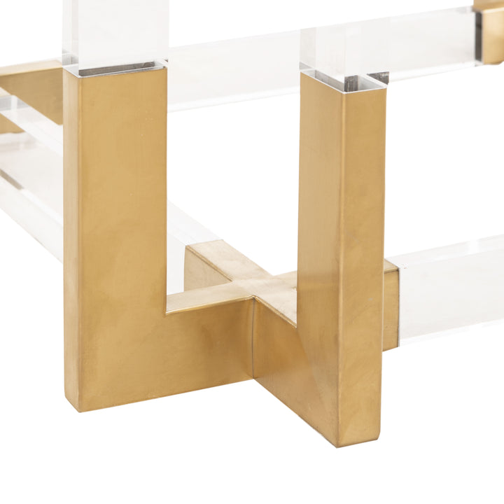 42"W x 42"D x 30"H / Clear/Brass