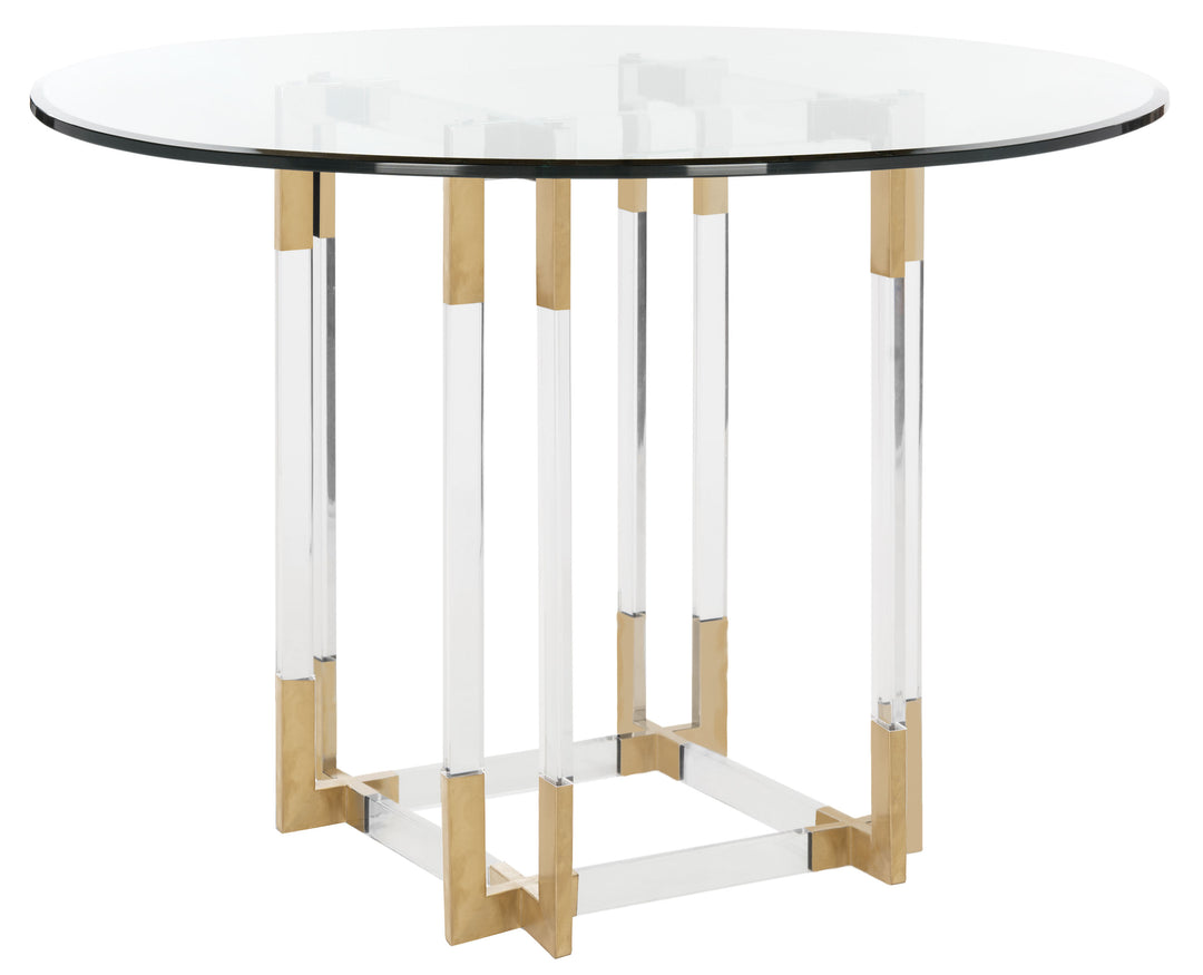 42"W x 42"D x 30"H / Clear/Brass