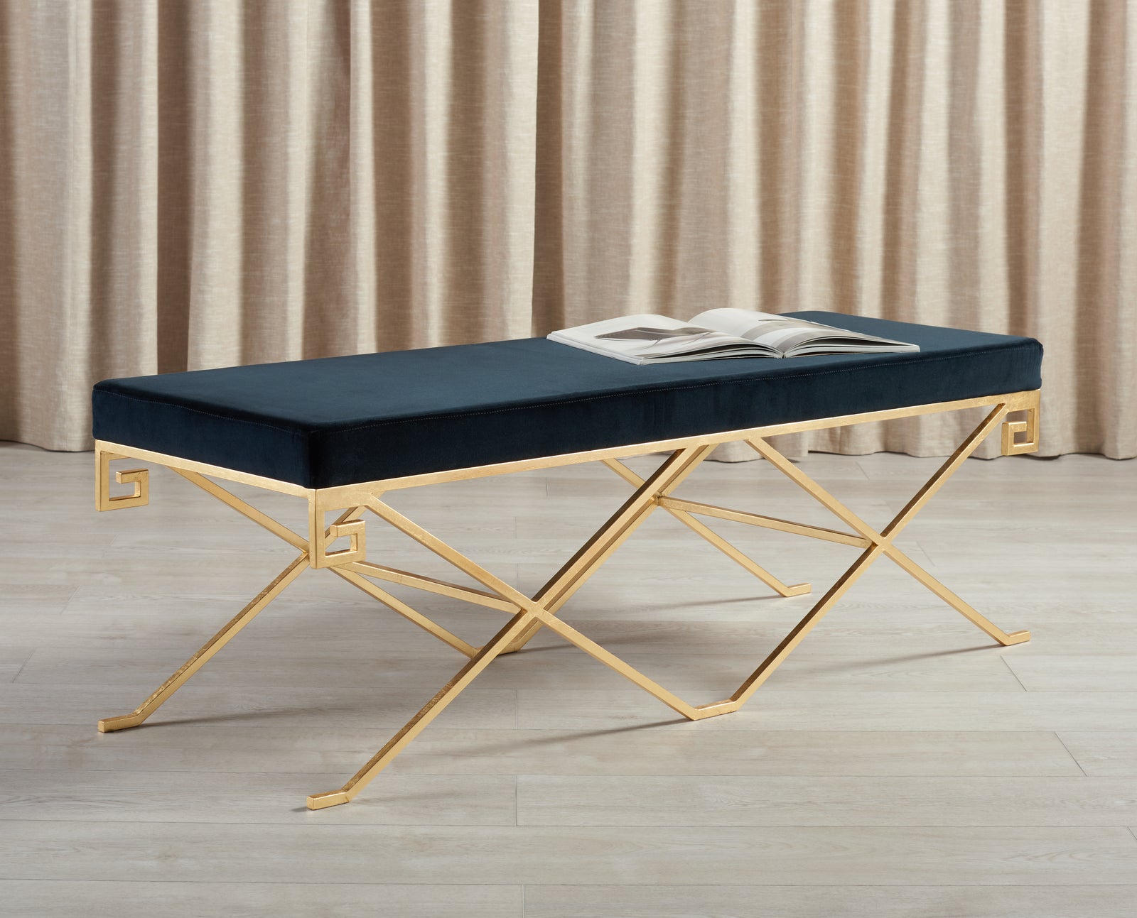 BLACK / GOLD LEAF / 58.7 IN W x 20.5 IN D x 20 IN H