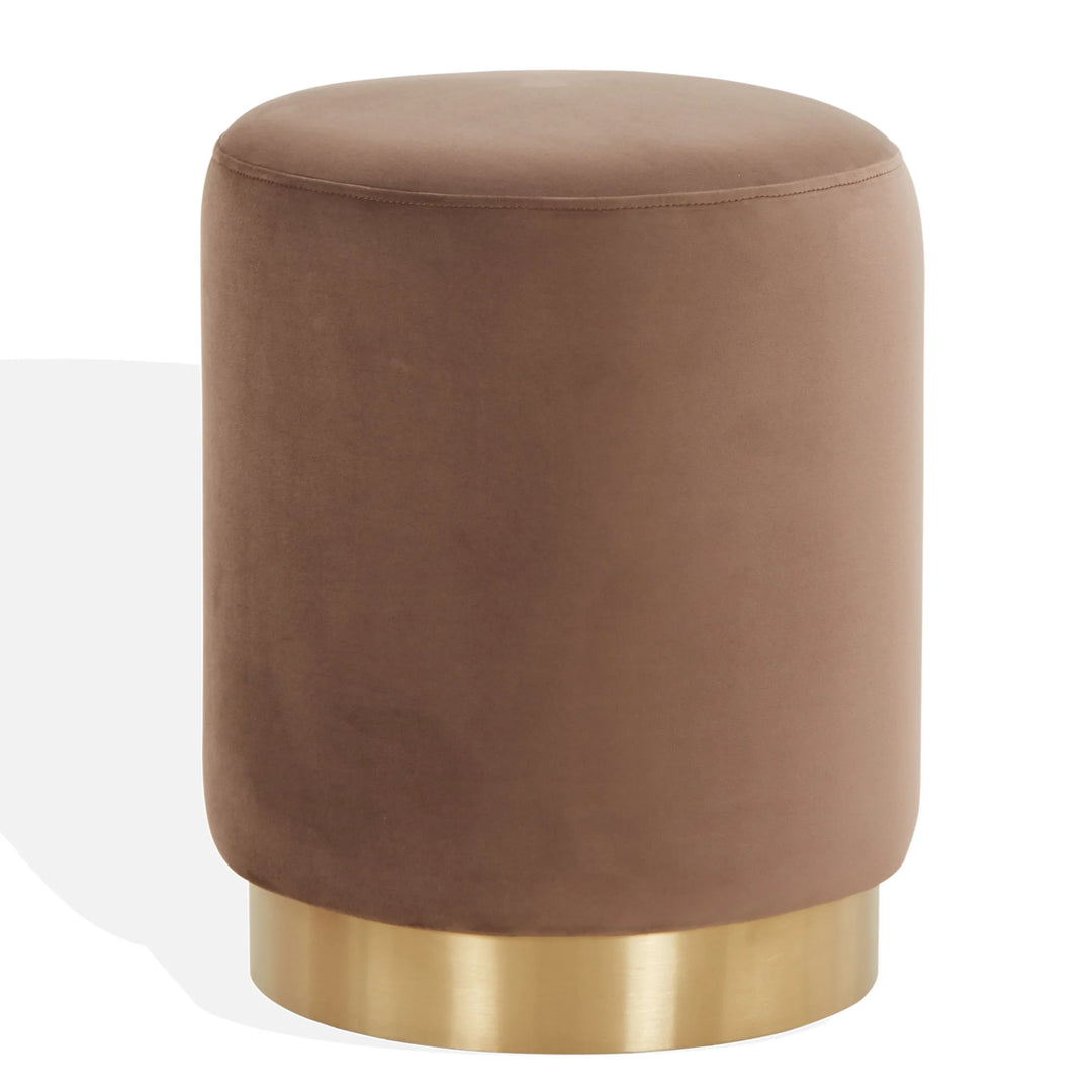 Elsworth Velvet Ottoman With Brass Base - AmericanHomeFurniture