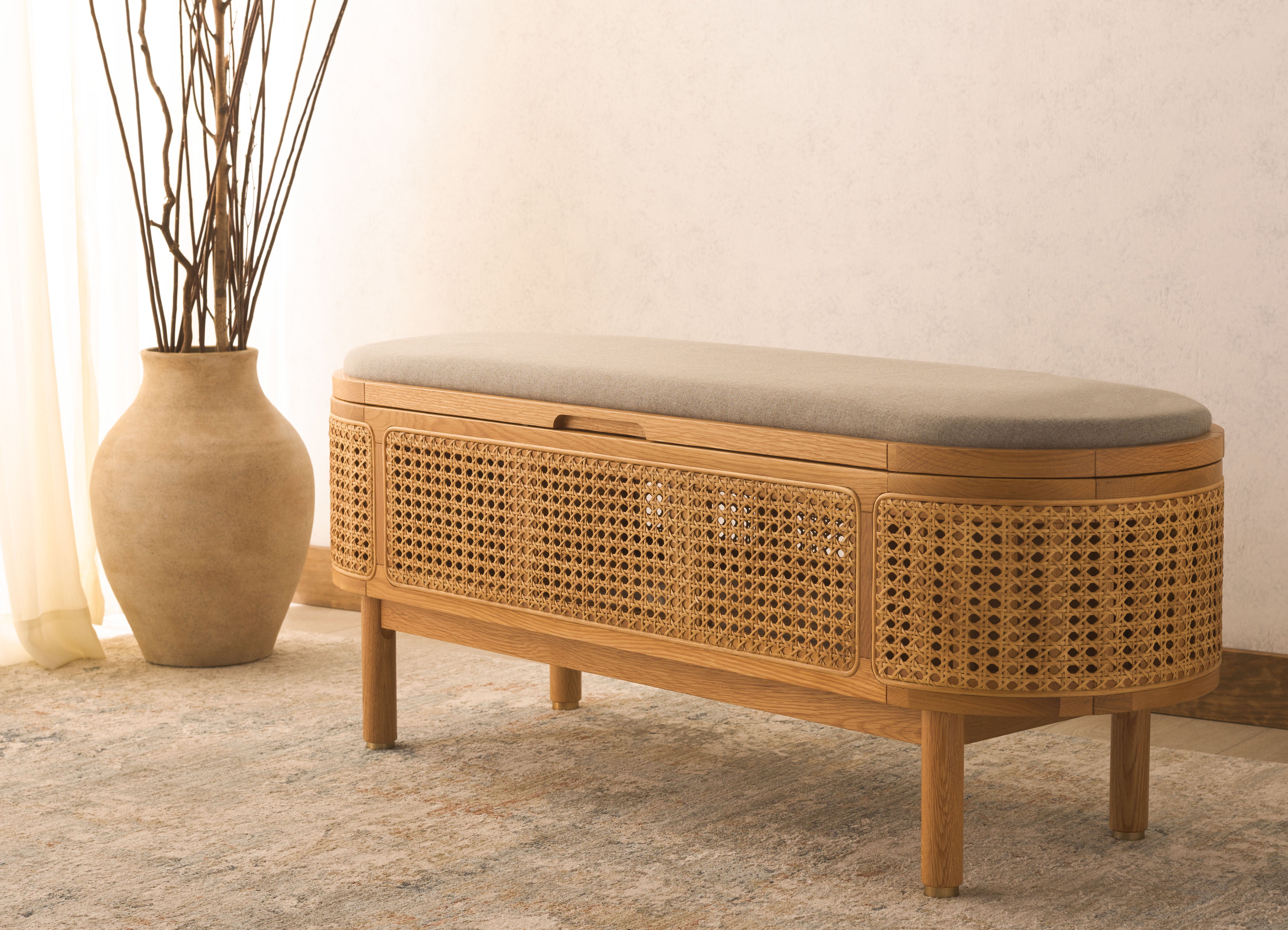 Buy Safavieh Couture Dolly Cane And Wood Storage Bench SFV4205A American  Home Furniture