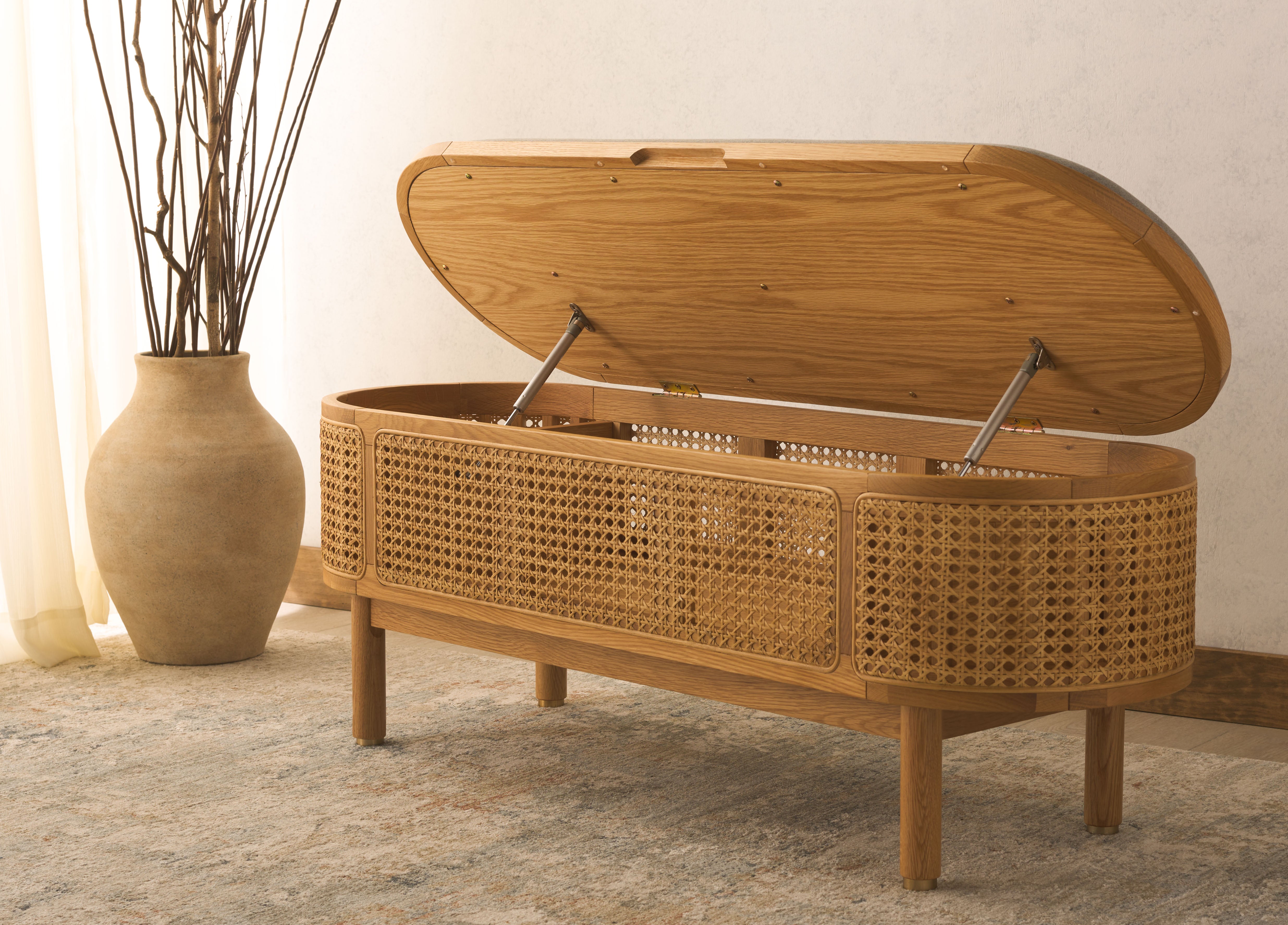 Natural wood deals storage bench