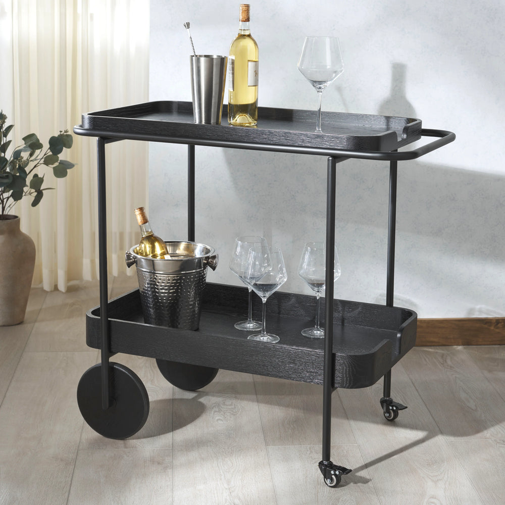 Malek Wood And Metal 2 Shelf Bar Cart - AmericanHomeFurniture