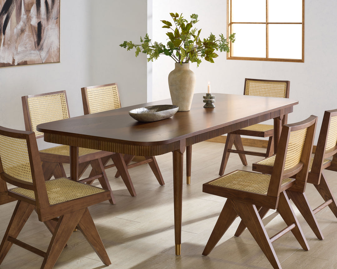 American Home Furniture Safavieh Couture Kaylenne 90" Ribbed Apron Dining Table