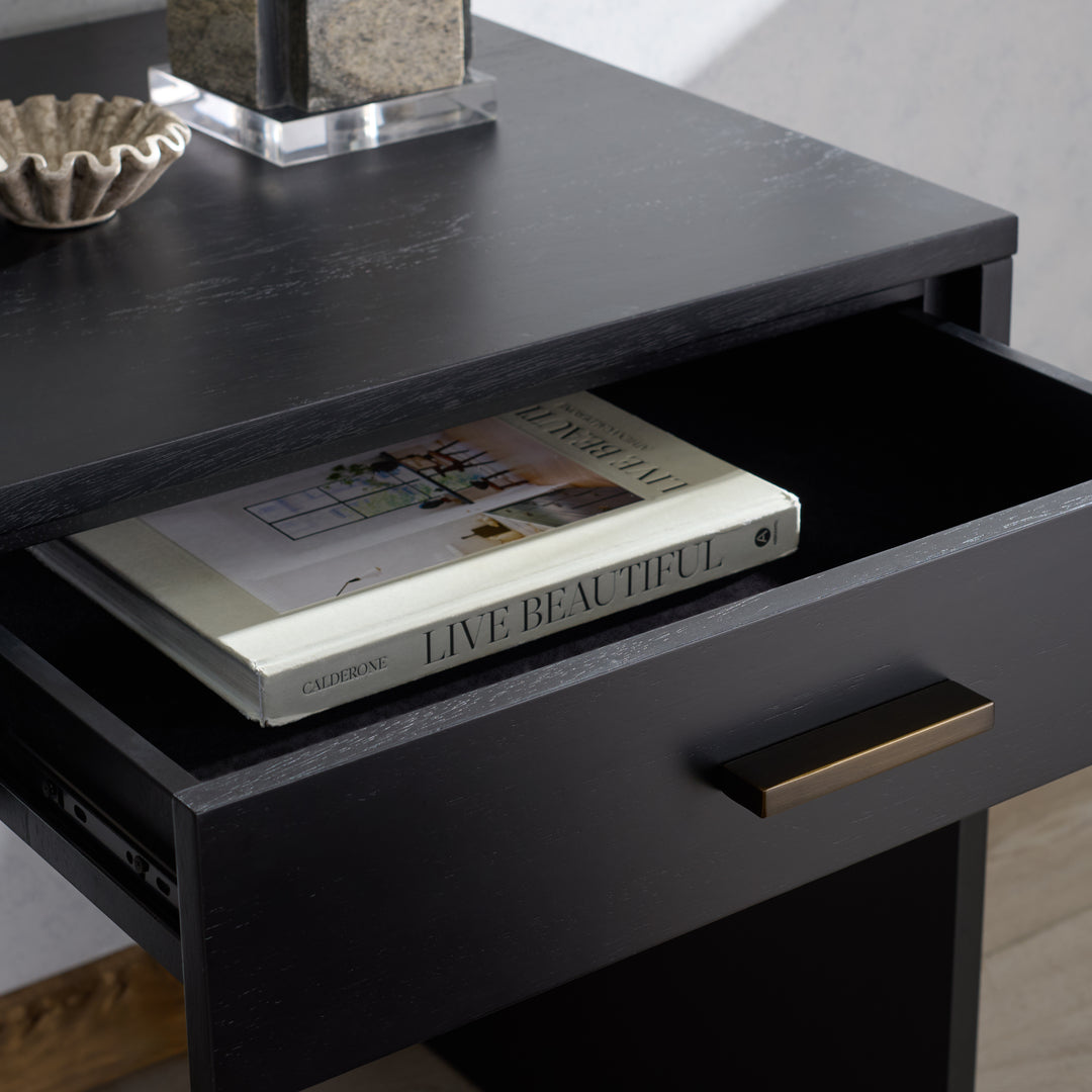 48"W x 24"D x 30"H / Black/Brass