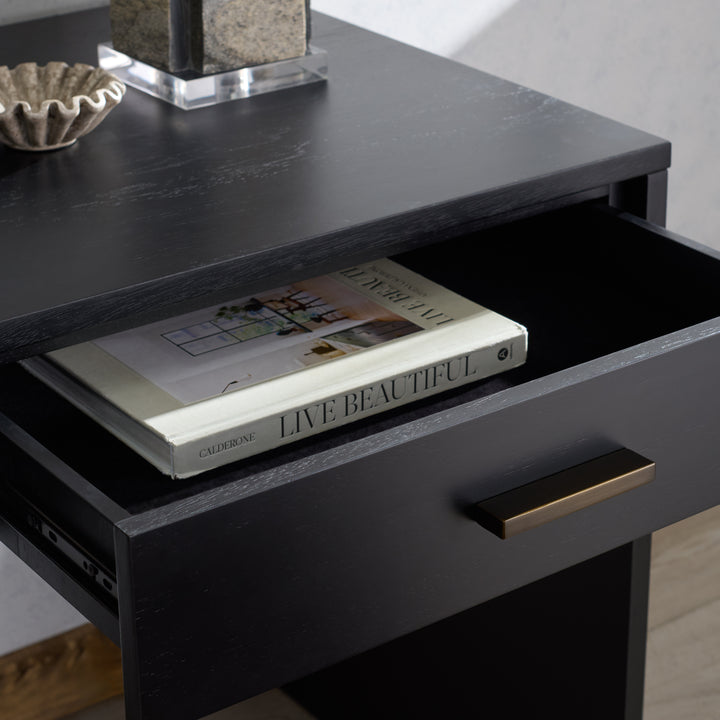 48"W x 24"D x 30"H / Black/Brass