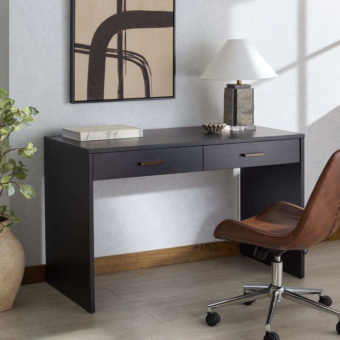 48"W x 24"D x 30"H / Black/Brass