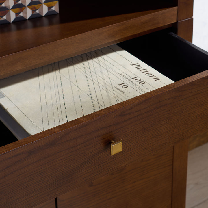 36"W x 17"D x 76"H / Walnut/Brass