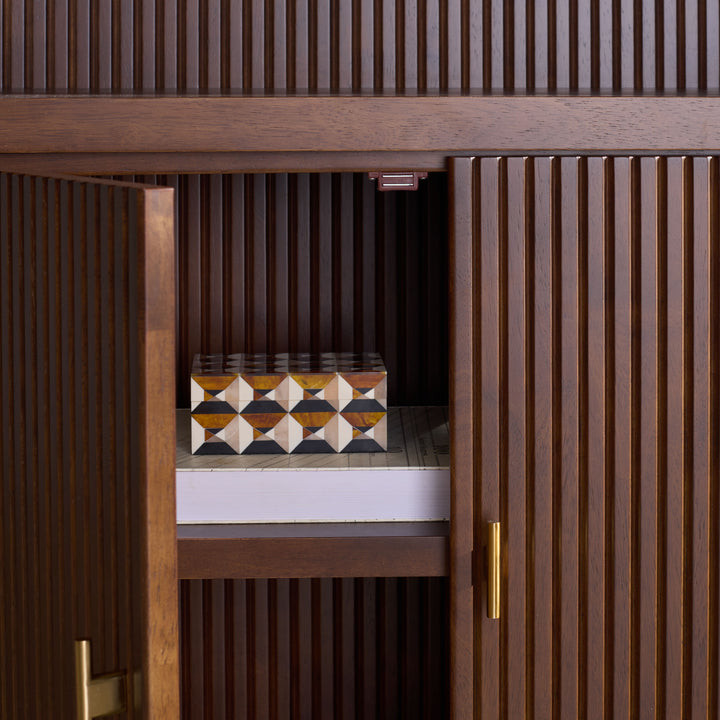 34.1"W x 15"D x 76"H / Walnut/Brass