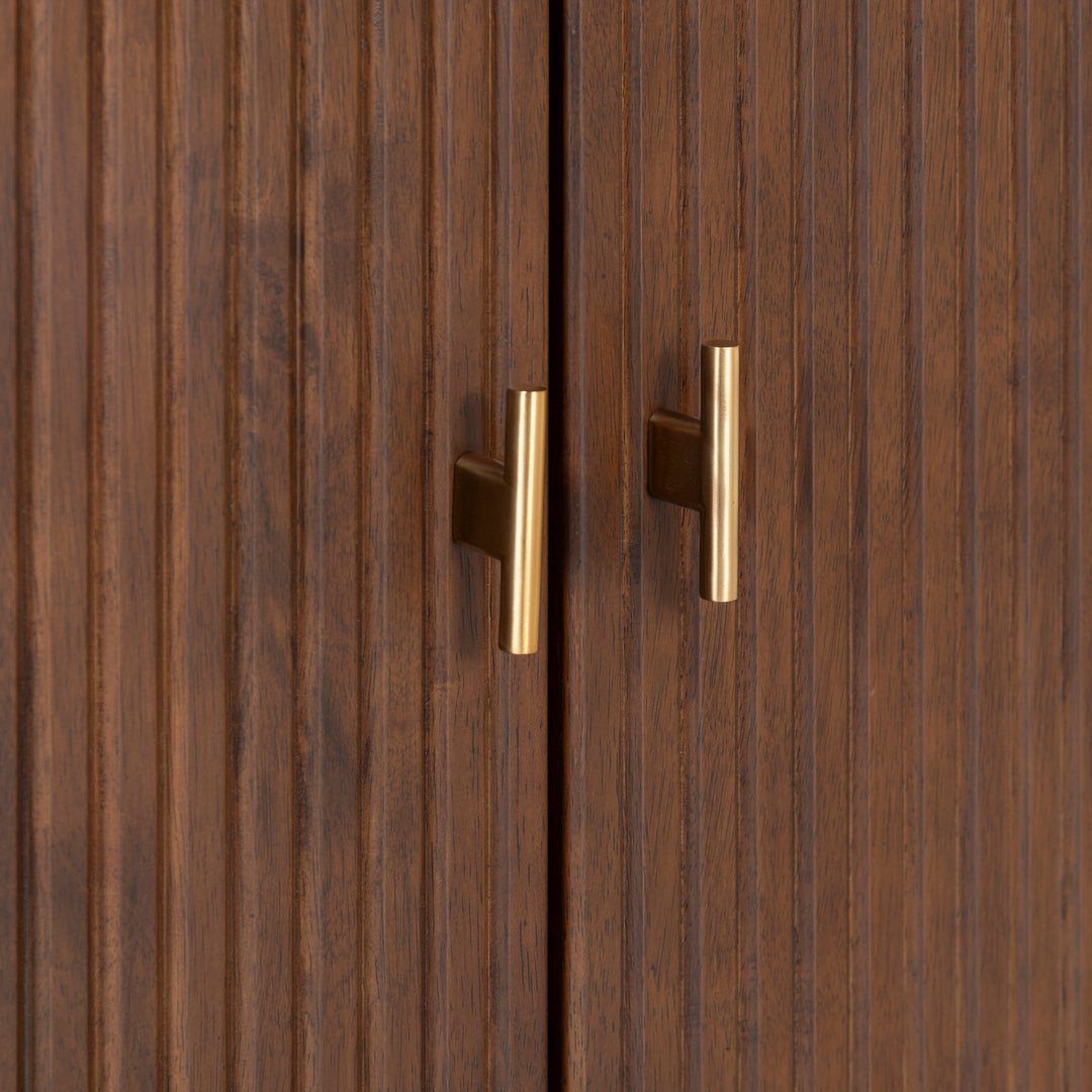 34.1"W x 15"D x 76"H / Walnut/Brass