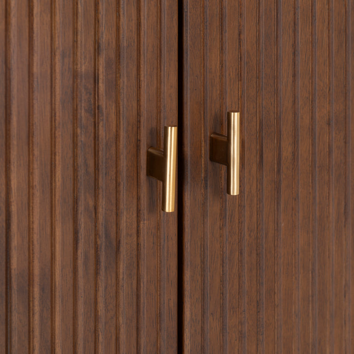 34.1"W x 15"D x 76"H / Walnut/Brass