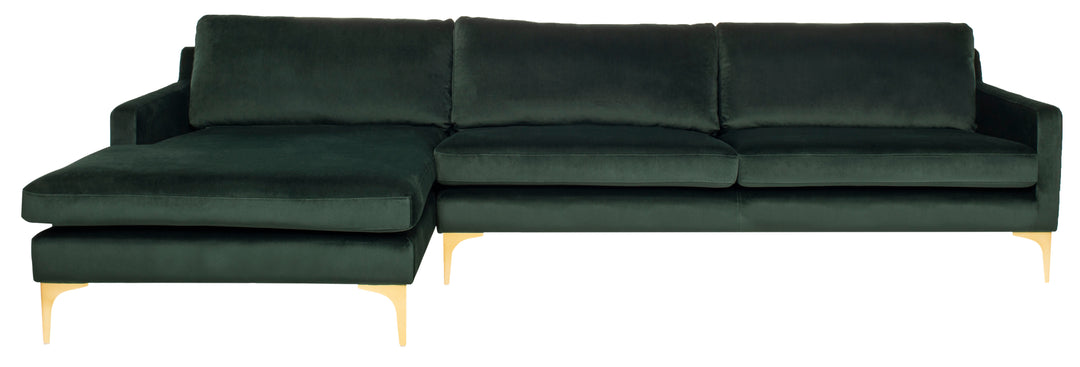 American Home Furniture Safavieh Couture Brayson Chaise Sectional Sofa Right Facing/ Hunter Green