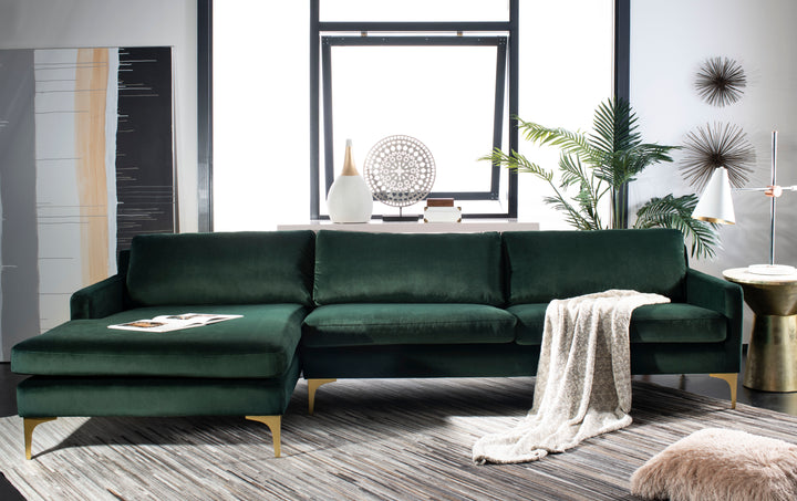 American Home Furniture Safavieh Couture Brayson Chaise Sectional Sofa Right Facing/ Hunter Green
