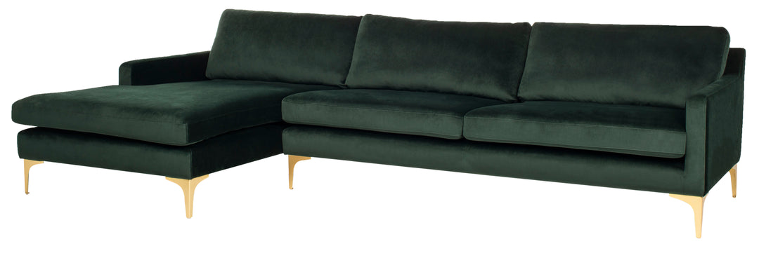 American Home Furniture Safavieh Couture Brayson Chaise Sectional Sofa Right Facing/ Hunter Green
