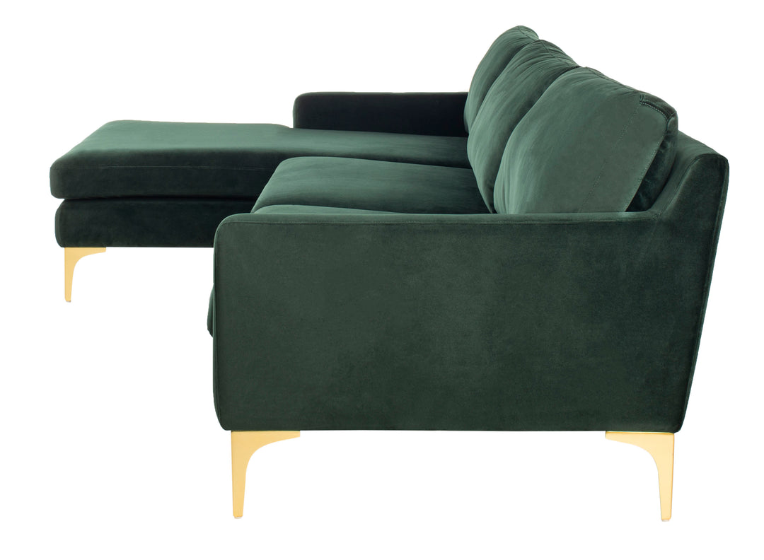 American Home Furniture Safavieh Couture Brayson Chaise Sectional Sofa Right Facing/ Hunter Green