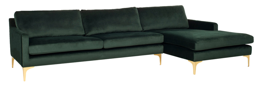 American Home Furniture Safavieh Couture Brayson Chaise Sectional Sofa Right Facing/ Hunter Green