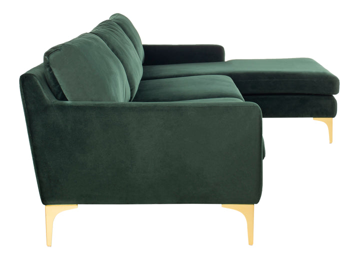 American Home Furniture Safavieh Couture Brayson Chaise Sectional Sofa Right Facing/ Hunter Green