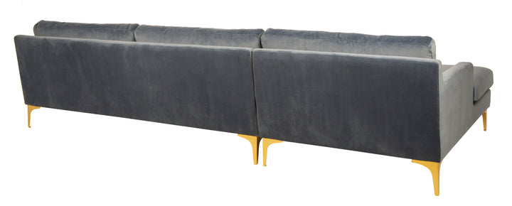 American Home Furniture Safavieh Couture Brayson Chaise Sectional Sofa Right Facing/ Dusty Blue