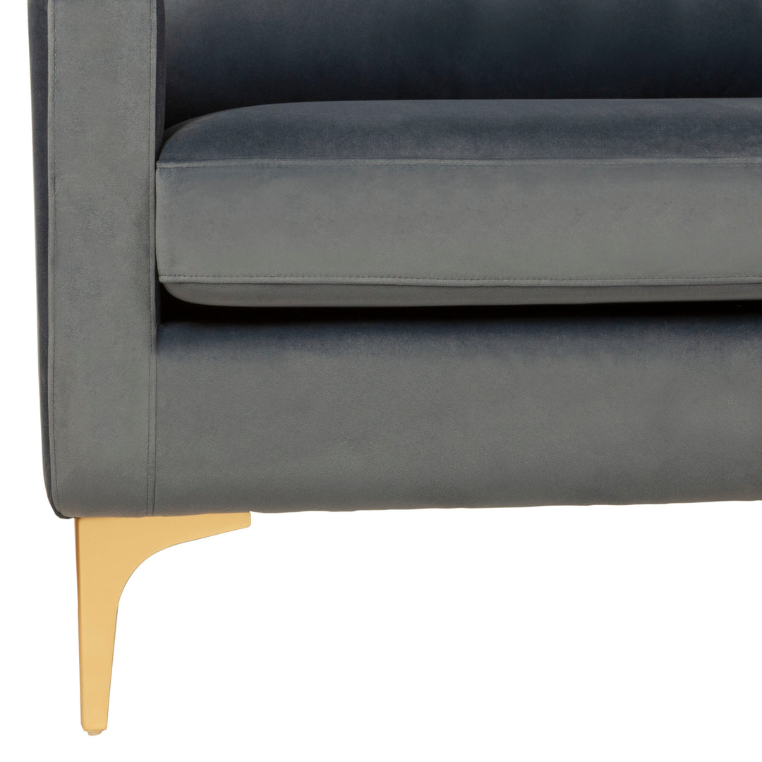 American Home Furniture Safavieh Couture Brayson Chaise Sectional Sofa Right Facing/ Dusty Blue